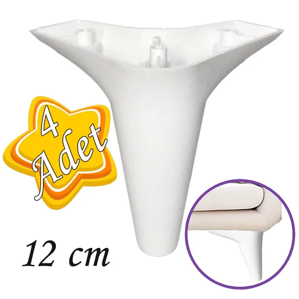 4 Adet Zelve 12 cm Beyaz Lüx Mobilya Kanepe Sehpa Ünite Koltuk Ayağı Baza Ayak ürün görseli