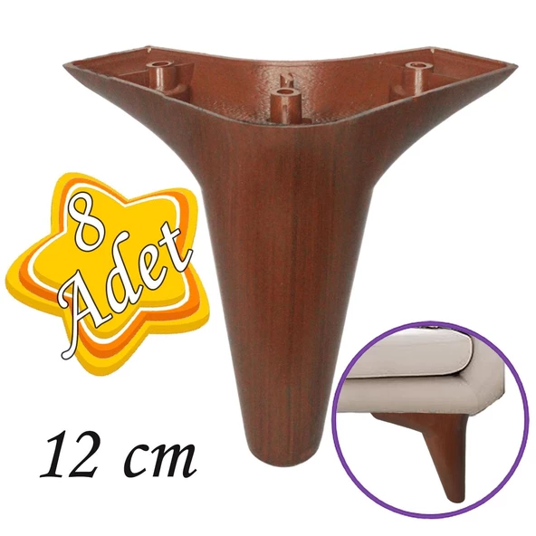 8 Adet Zelve 12 cm Ceviz Ahşap Desenli Lüx Mobilya Kanepe Sehpa Ünite Koltuk Ayağı Baza Ayak ürün görseli
