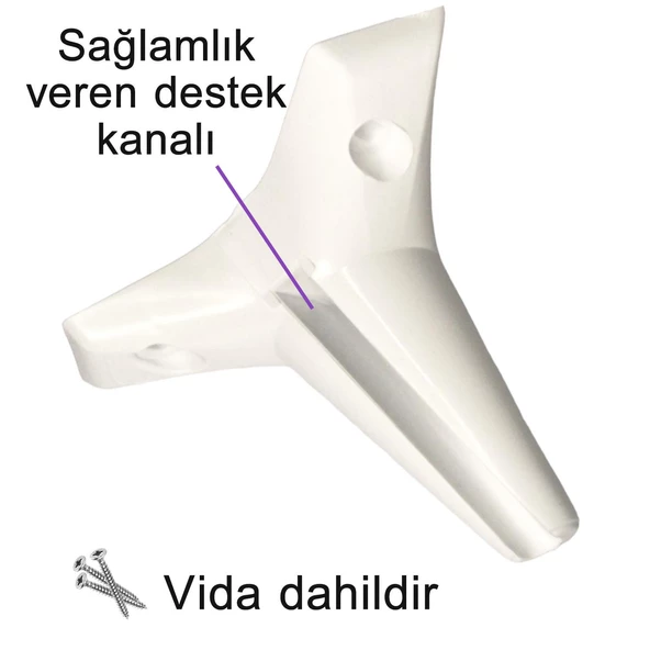 4 Adet Zelve 12 cm Beyaz Lüx Mobilya Kanepe Sehpa Ünite Koltuk Ayağı Baza Ayak - Resim 4