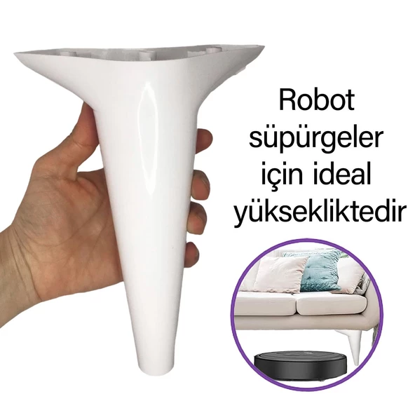 Zelve 20 cm Beyaz Lüx Mobilya Kanepe Sehpa Ünite Koltuk Ayağı Baza Ayak - 2
