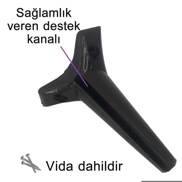 8 Adet Zelve 20 cm Siyah Lüx Mobilya Kanepe Sehpa Ünite Koltuk Ayağı Baza Ayak - 4