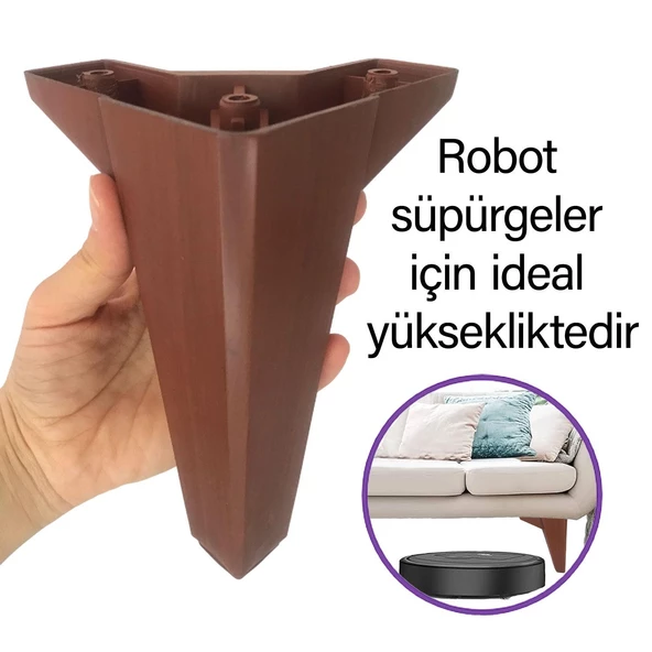 Serdivan 15 cm Ceviz Ahşap Desenli Lüx Mobilya Kanepe Sehpa Ünite Koltuk Ayağı Baza Ayak - 2