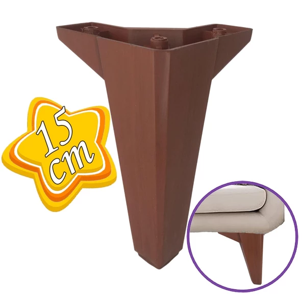 Serdivan 15 cm Ceviz Ahşap Desenli Lüx Mobilya Kanepe Sehpa Ünite Koltuk Ayağı Baza Ayak