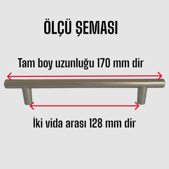 Boy Kulp Saten 128 mm Kulp Mobilya Mutfak Dolabı Çekmece Dolap Kapak Kulpu Kulbu Metal Kulpları - 3