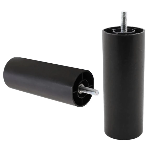 Silindir Destek Ayağı 15 cm Siyah Gizli Ayak M8 Civatalı İncediş Mobilya Kanepe Baza Koltuk Dolap - 5