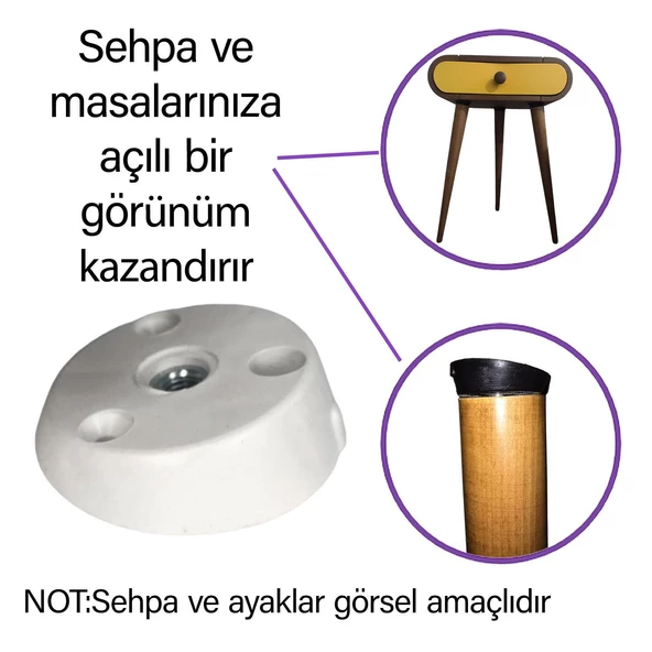 3 Adet Dereceli Ayak Tabanı Beyaz Mobilya Masa Sehpa Ayağı Bağlantı Aparatı Açılı  Plastik - 2