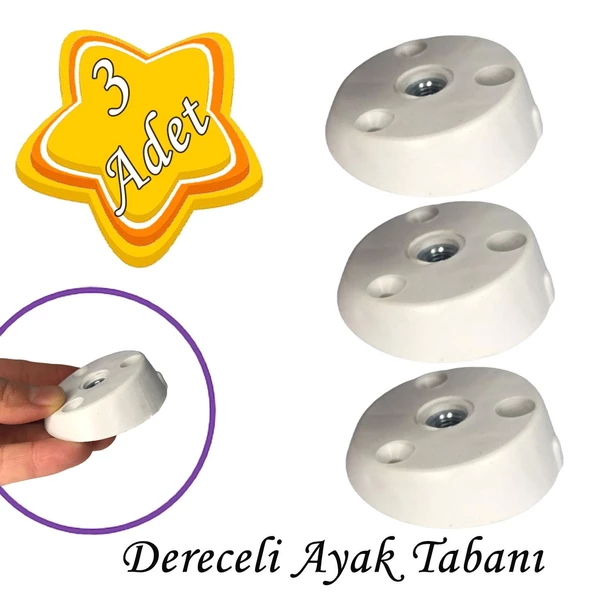3 Adet Dereceli Ayak Tabanı Beyaz Mobilya Masa Sehpa Ayağı Bağlantı Aparatı Açılı  Plastik