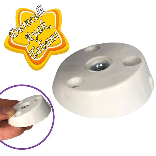 Dereceli Ayak Tabanı Beyaz Mobilya Masa Sehpa Ayağı Bağlantı Aparatı Açılı  Plastik ürün görseli