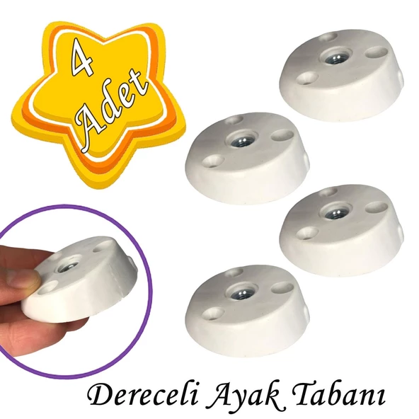 4 Adet Dereceli Ayak Tabanı Beyaz Mobilya Masa Sehpa Ayağı Bağlantı Aparatı Açılı  Plastik