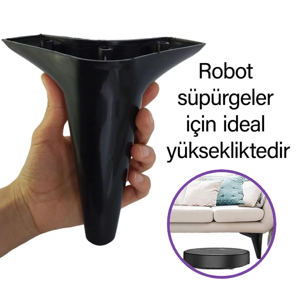 4 Adet Zelve 15 cm Siyah Lüx Mobilya Kanepe Sehpa Ünite Koltuk Ayağı Baza Ayak - 2