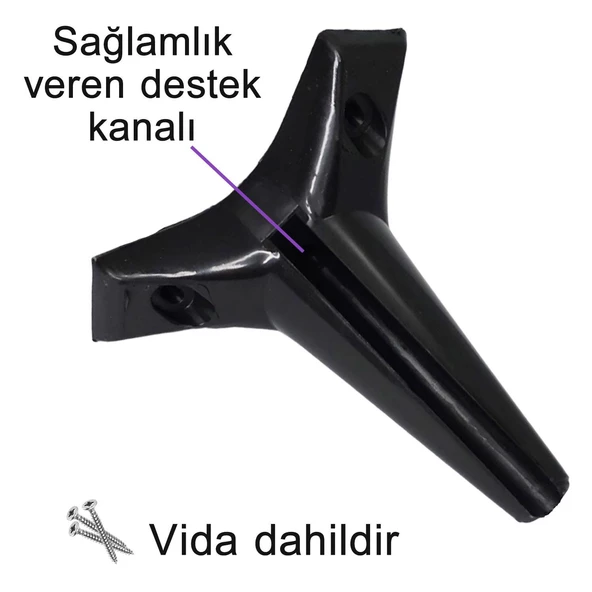 8 Adet Zelve 15 cm Siyah Lüx Mobilya Kanepe Sehpa Ünite Koltuk Ayağı Baza Ayak - Resim 4