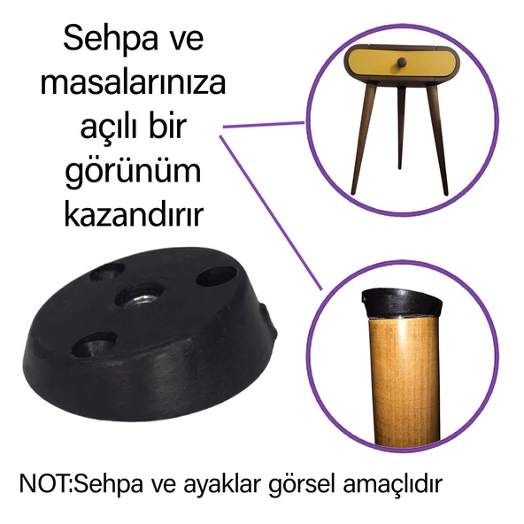4 Adet Dereceli Ayak Tabanı Siyah Mobilya Masa Sehpa Ayağı Bağlantı Aparatı Açılı  Plastik - Resim 2