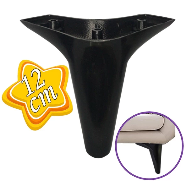 Zelve 12 cm Siyah Lüx Mobilya Kanepe Sehpa Ünite Koltuk Ayağı Baza Ayak