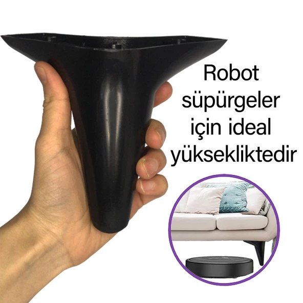 Zelve 12 cm Siyah Lüx Mobilya Kanepe Sehpa Ünite Koltuk Ayağı Baza Ayak - 2
