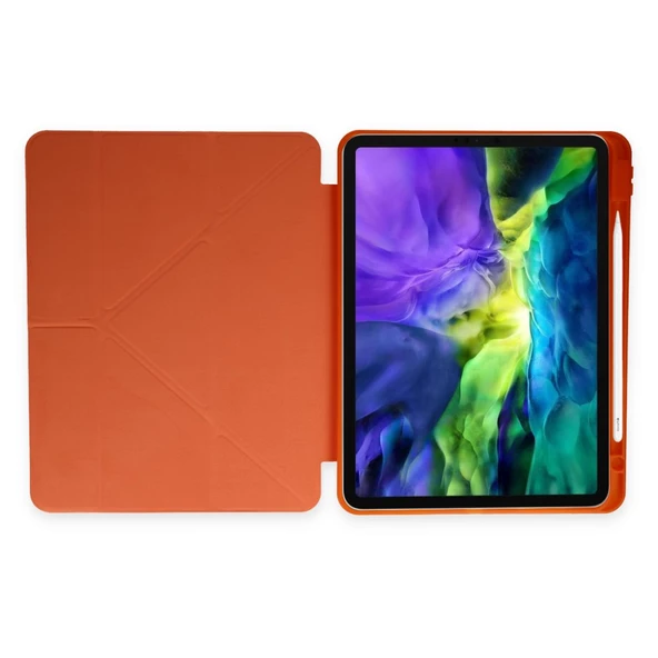 Apple iPad Pro 12.9 5. Nesil 2021 Kılıf Kalem Bölmeli Trifolding Case A2378 A2379 A2461 A2462 - 9