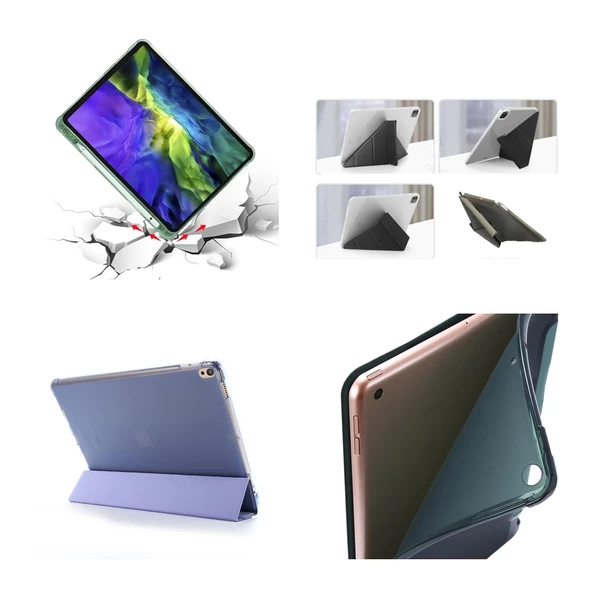 Apple iPad Pro 12.9 5. Nesil 2021 Kılıf Kalem Bölmeli Trifolding Case A2378 A2379 A2461 A2462 - 6