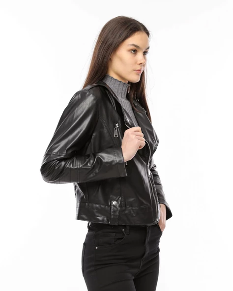 Morden Dar Kesim Deri Ceket - 5