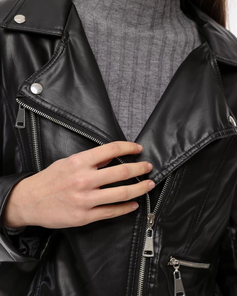 Morden Dar Kesim Deri Ceket - 7