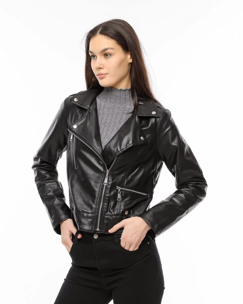 Morden Dar Kesim Deri Ceket - 4