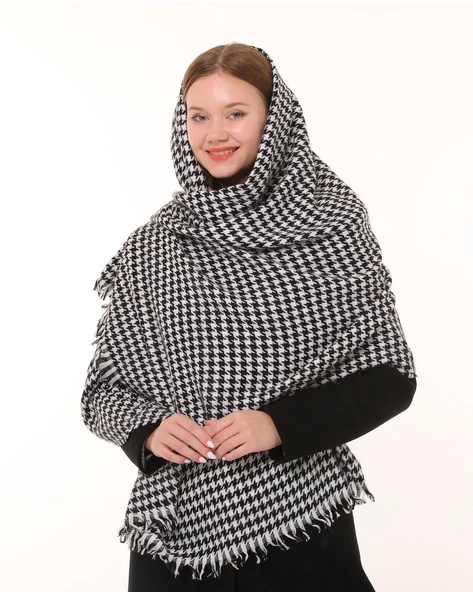 Morden Kazayağı Desenli Atkı Omuz Şalı - 3