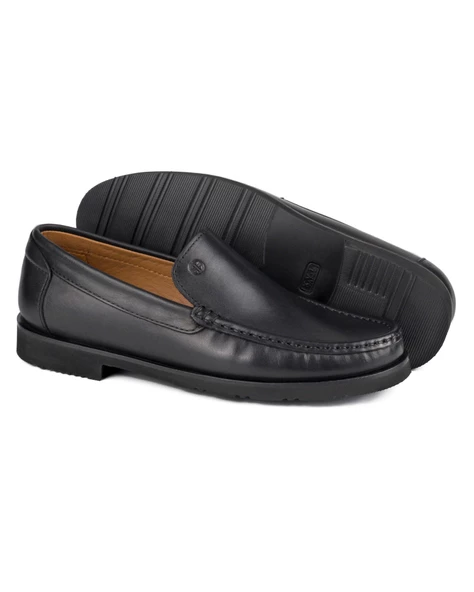 Lento Siyah Hakiki Deri Erkek Loafer Ayakkabı - 3