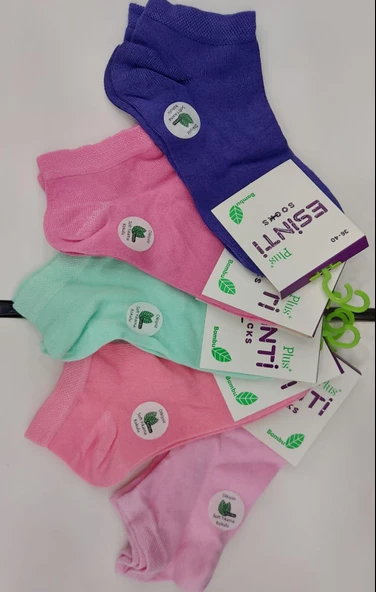ESİNTİ BAYAN BAMBU PATİK PASTEL RENKLİ ÇORAP 12 ADET - 3