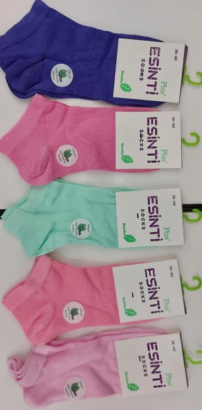 ESİNTİ BAYAN BAMBU PATİK PASTEL RENKLİ ÇORAP 12 ADET - 2