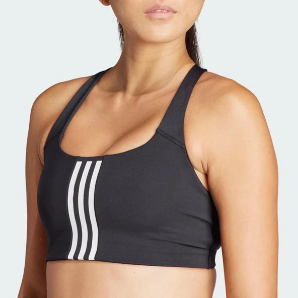 ADIDAS IQ3369 Power Impact Training Medium-Support 3-Stripes Siyah Sporcu Sütyeni - 5