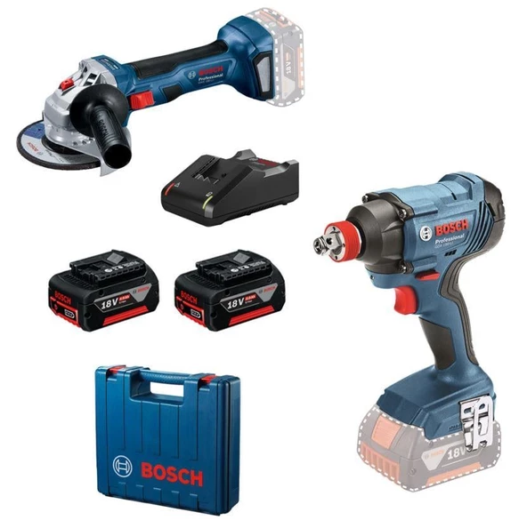 Bosch GDX 180-Li + Bosch GWS 180-Li Çift Akü 18V 2 x 4,0 Ah 0615990N1U