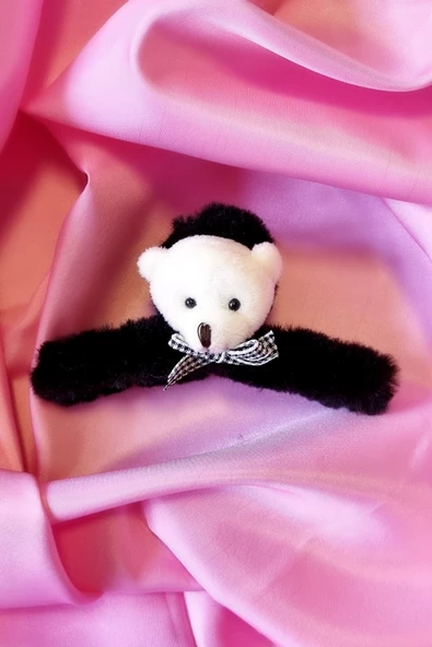 Ayıcıklı Siyah Peluş Toka