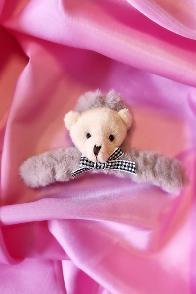 Ayıcıklı Gri Peluş Toka