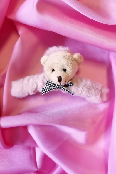 Ayıcıklı Pudra Peluş Toka