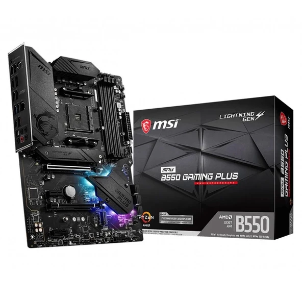 MSI MPG B550 GAMING PLUS Amd B550 Soket AM4 DDR4 4400MHz (O.C) M.2 ATX Anakart