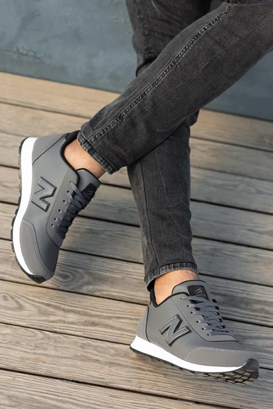 Erkek Bağcıklı Düz Comfort Rahat Taban Casual Sneaker Yürüyüş Spor Ayakkabı - 9
