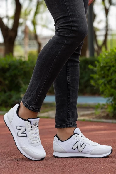 Erkek Günlük Comfort Casual Rahat Taban Esnek Bağcıklı Yürüyüş Triko Sneaker Beyaz Spor Ayakkabı - 7