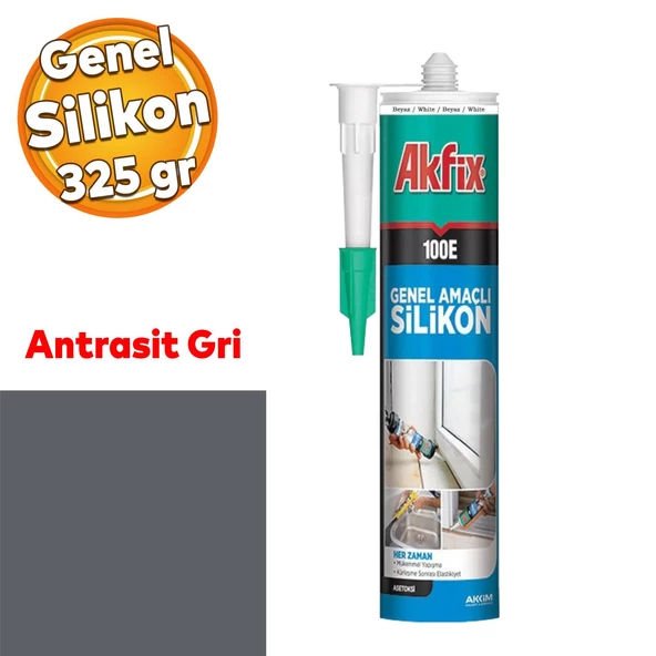 Genel Amaçlı Antrasit Gri Akrilik Mastik Silikon 325 GR Kapı Pencere Pvc Montaj Yalıtım Yapışma