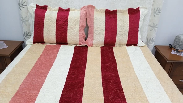 Elessa Home Varak Baskılı Çift Taraflı Çift Kişilik Yatak Örtüsü - 3