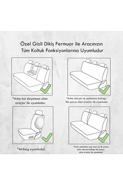 Araba Koltuk Minderi Kumaş Beşli Koltuk Minderi Terletmez Siyah Kırmızı - 4