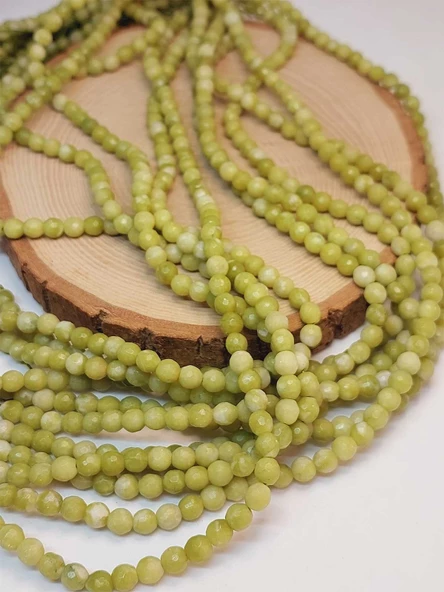 Peridot (Zebercet) Taşı Açık Renk Yeşil-Beyaz Faset Kesim Dizi 6mm (45950) - Resim 2