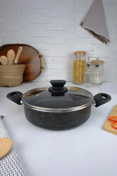 Digithome Mehtap 4 Parça Granit Tencere ve Tava Seti Siyah 24 Cm – C320.006 - 2