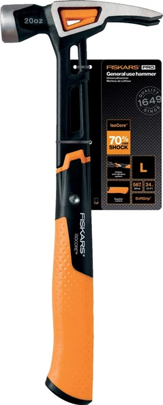 Fiskars Isocore 20 OZ Profesyonel Tırnaklı L Çekiç 1020214 - 5