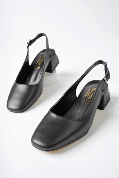 Muggo LOİS Garantili Arkası Açık Kare Burunlu Kadın Kısa Topuklu Ayakkabı - 3