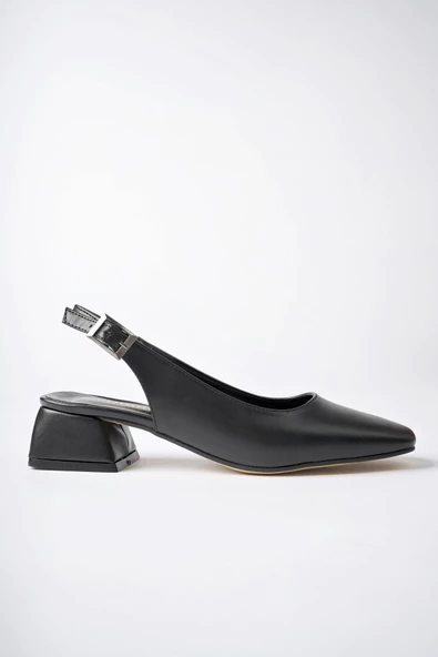 Muggo LOİS Garantili Arkası Açık Kare Burunlu Kadın Kısa Topuklu Ayakkabı - 2