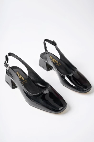 Muggo LOİS Garantili Arkası Açık Kare Burunlu Kadın Kısa Topuklu Ayakkabı - 10