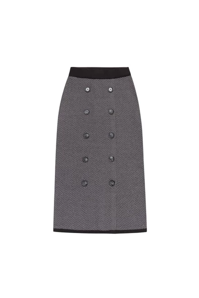 Styleboom X Peraluna CHESHIRE SKIRT Balıksırtı Desen Midi Boy Kadın Triko Etek - Siyah - 7