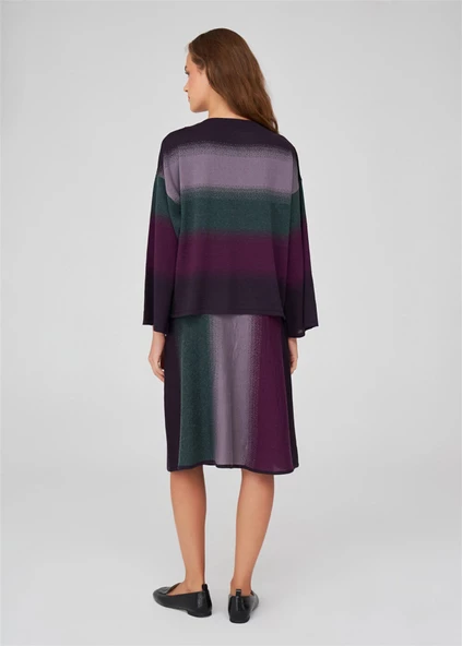 Peraluna Renk Geçişli Bisiklet Yaka Kadın Triko Kazak - Çok Renkli - Resim 3