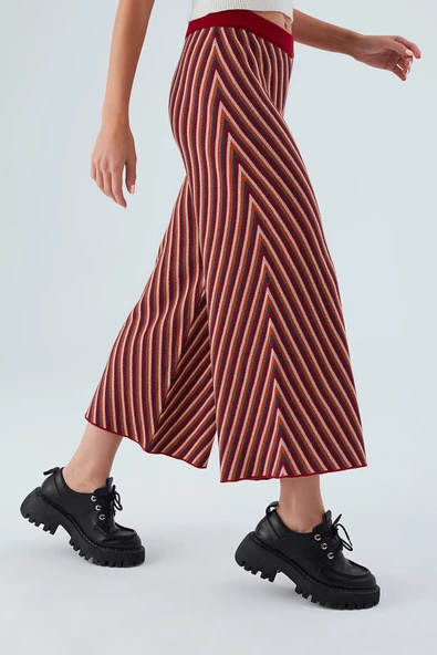Peraluna MENTHA TROUSER Etnik Jakar Çizgili Kadın Triko Pantolon - Multi - 5