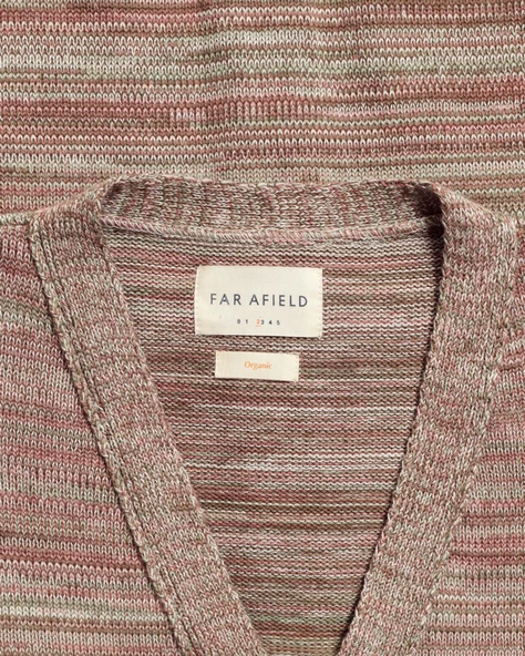 Far Afield BUCKLEY CARDIGAN - TWISTED YARN V Yaka Standart Kesim %100 Organik Pamuk Melanj Erkek Triko Hırka - Kahve Multi - 3