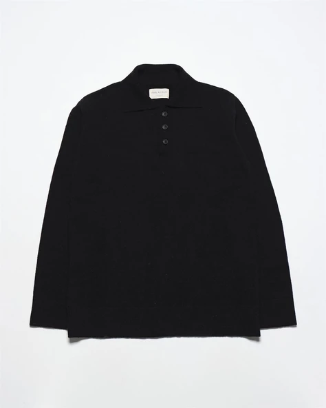 Far Afield KIER KNITTED POLO Polo Yaka Standart Kesim Yün Karışım Erkek Triko Kazak - Siyah - 5
