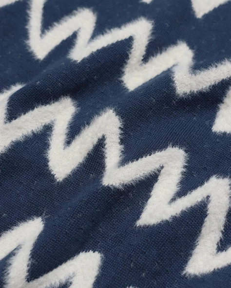 Far Afield PINTO VEST KNIT - ZIG V Yaka Zigzag Desen Erkek Triko Süveter - Lacivert - 4